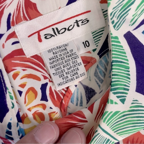 Talbots floral midi dress, button up and zipper back. Side tie wrap bottom sz 10 - Picture 5 of 13